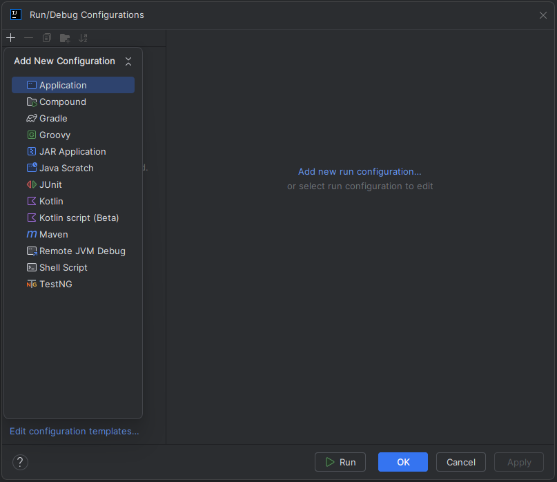 Application menu item